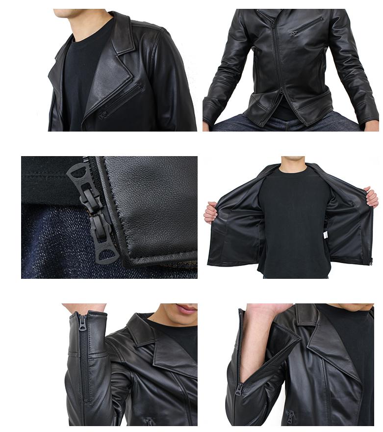 楽天市場】ラム革 オールブラック ダブルライダース S〜XL 日本製