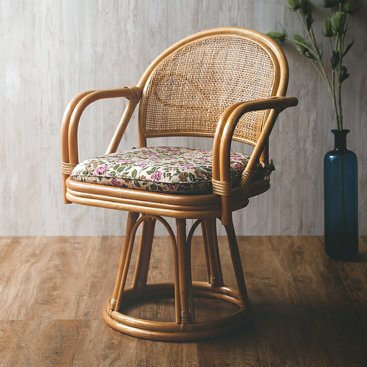 楽天市場】東京ラタン 天然籐肘付き回転チェア ミドルタイプ 肘付き