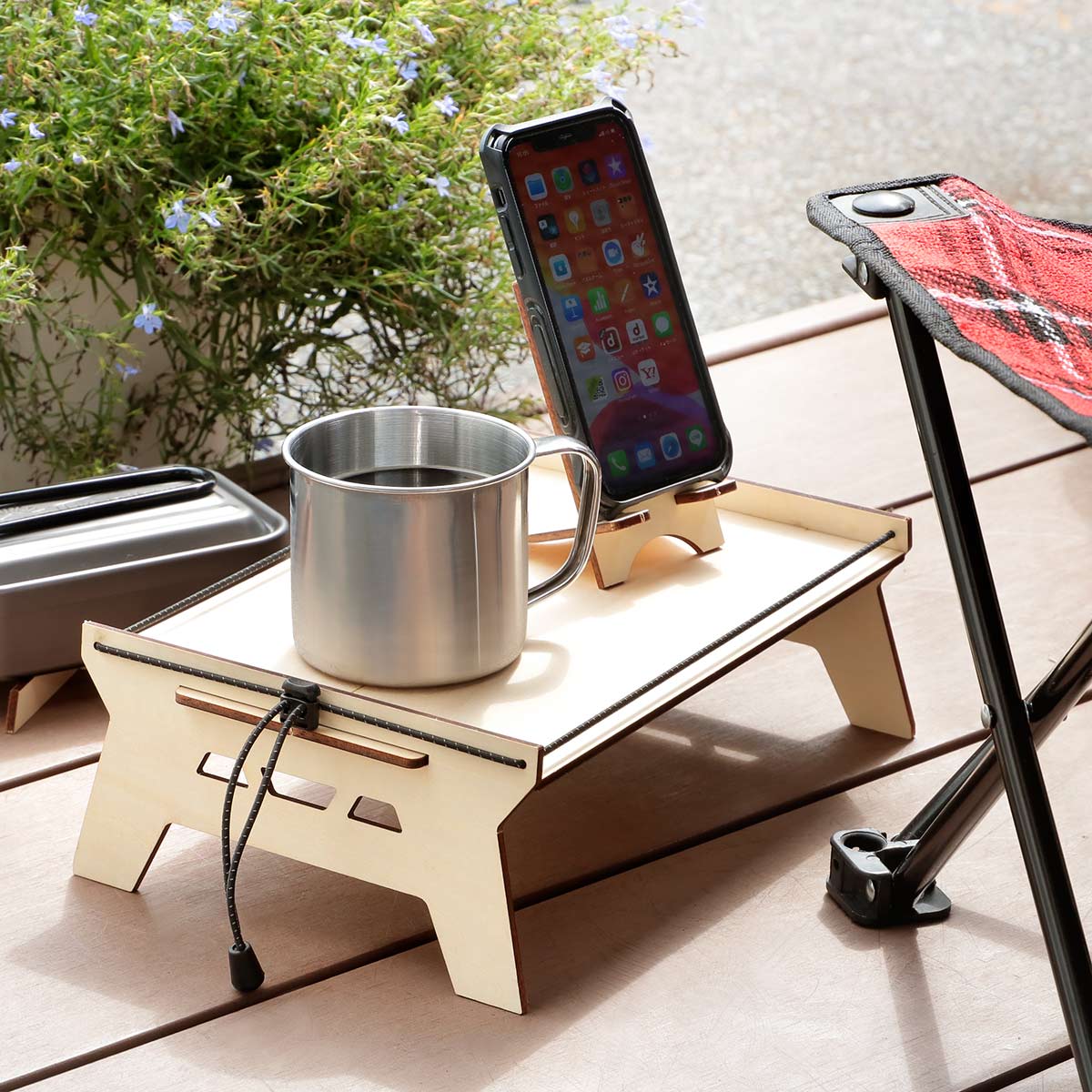楽天市場】アウトドア ソロテーブル キット スマホスタンド 鍋敷き付き