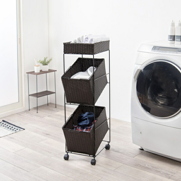 楽天市場】ランドリーラック 3段 ランドリーワゴン ランドリー