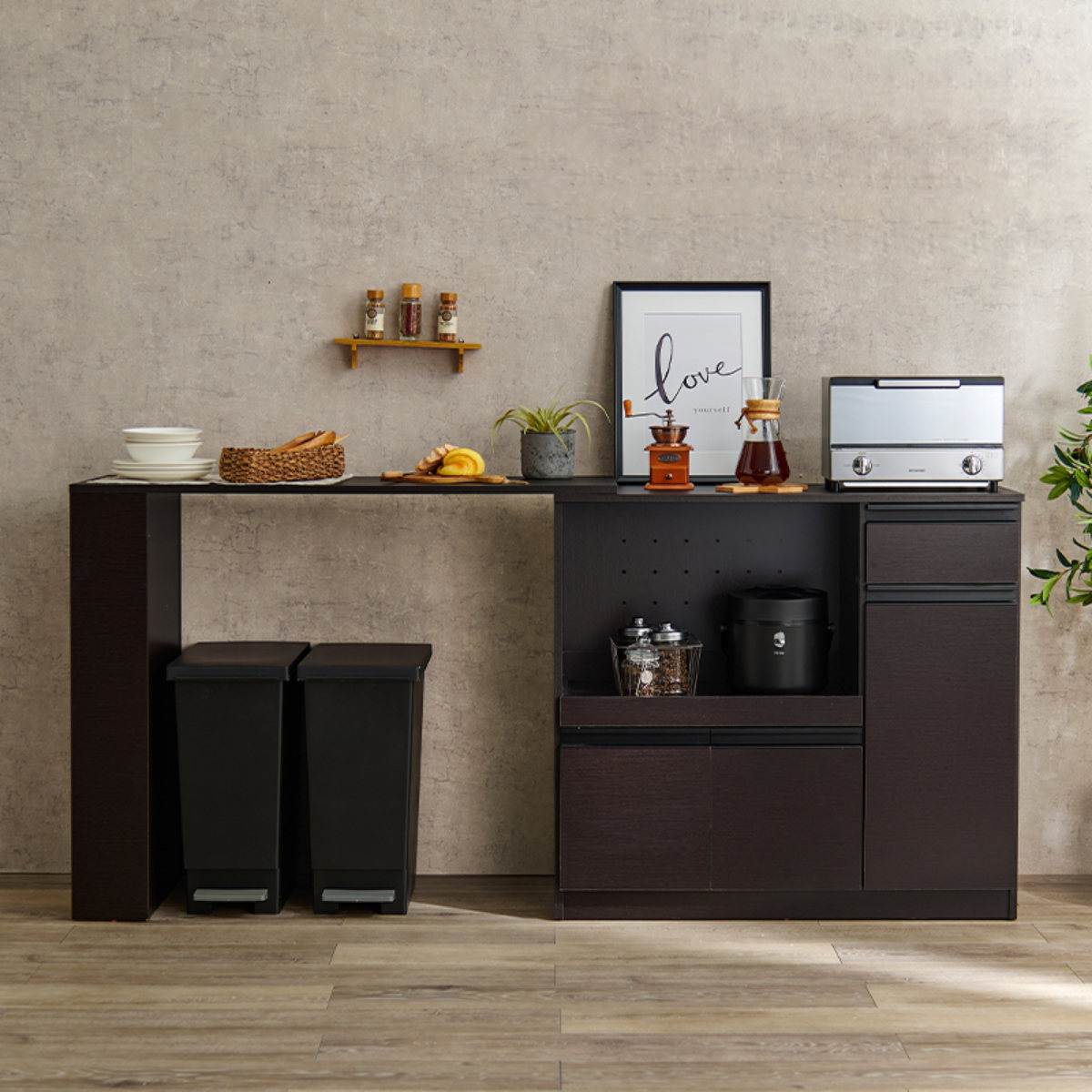 楽天市場】キッチンカウンター 伸縮タイプ 北欧風 幅104-178cm