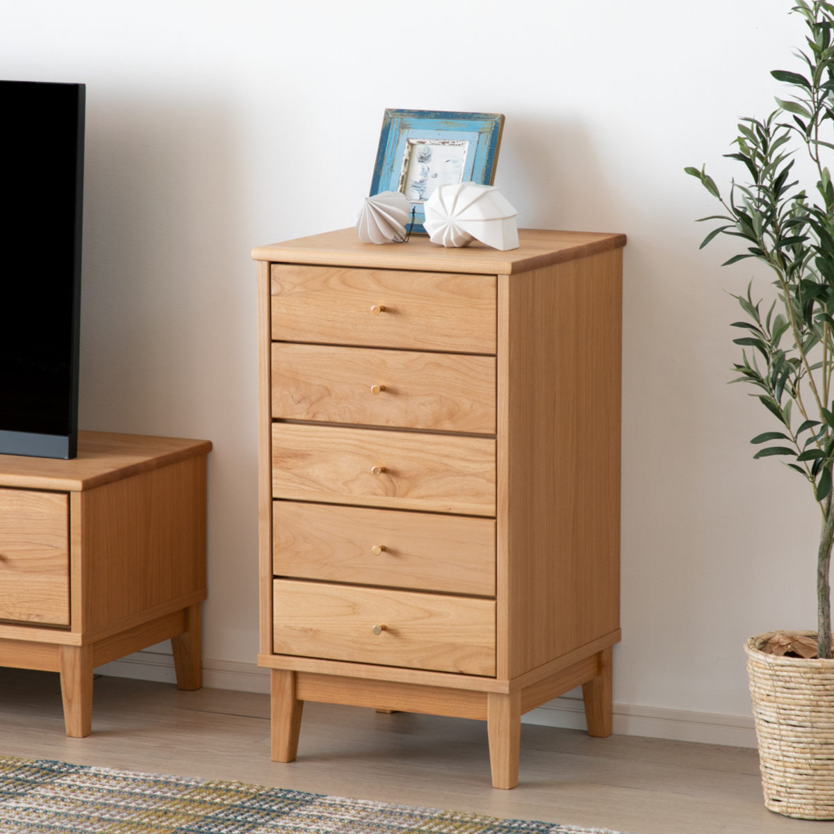 楽天市場】チェスト 5段 北欧風 アルダー材 FORTO 約幅43cm （ 送料