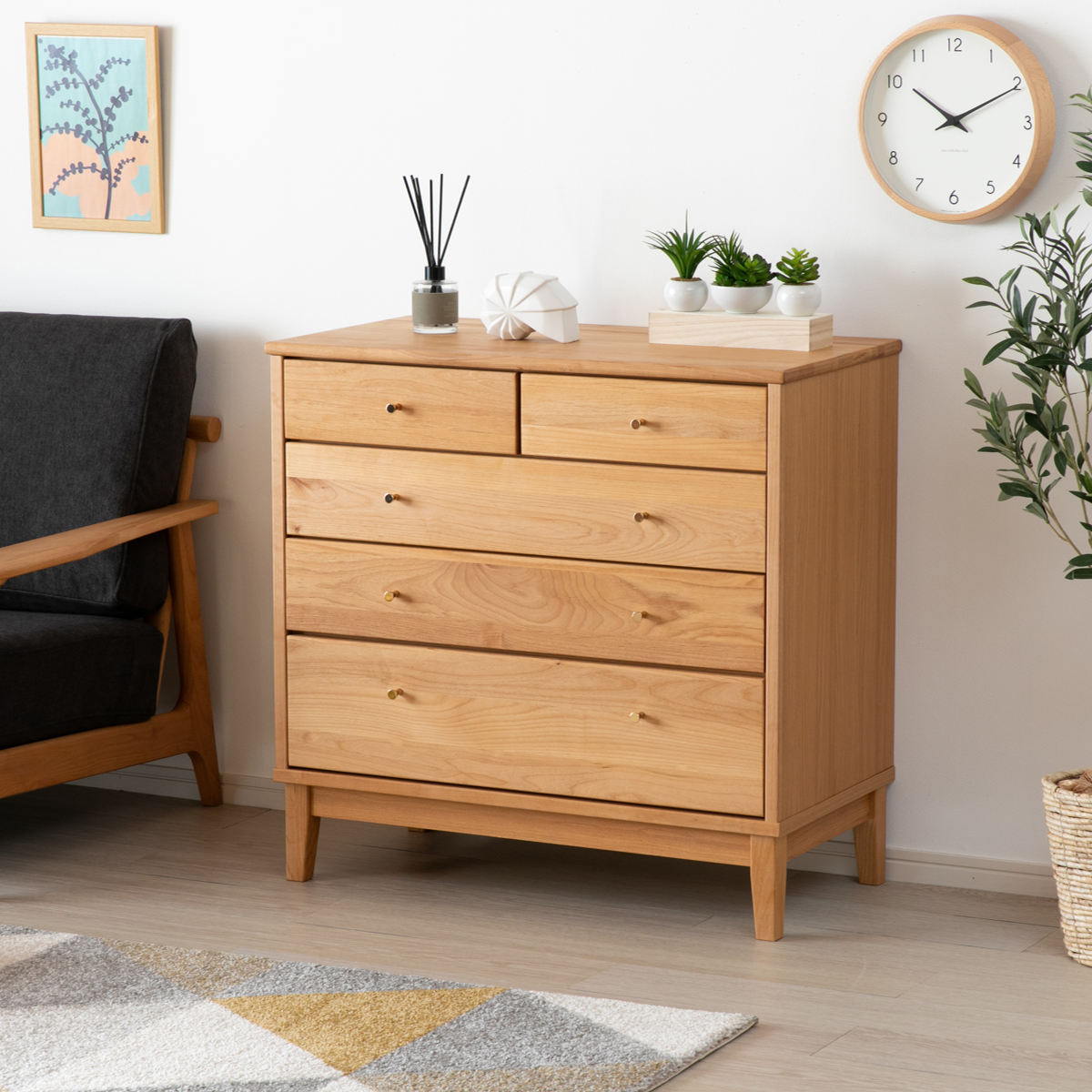 楽天市場】チェスト 4段 北欧風 アルダー材 FORTO 約幅81cm （ 送料