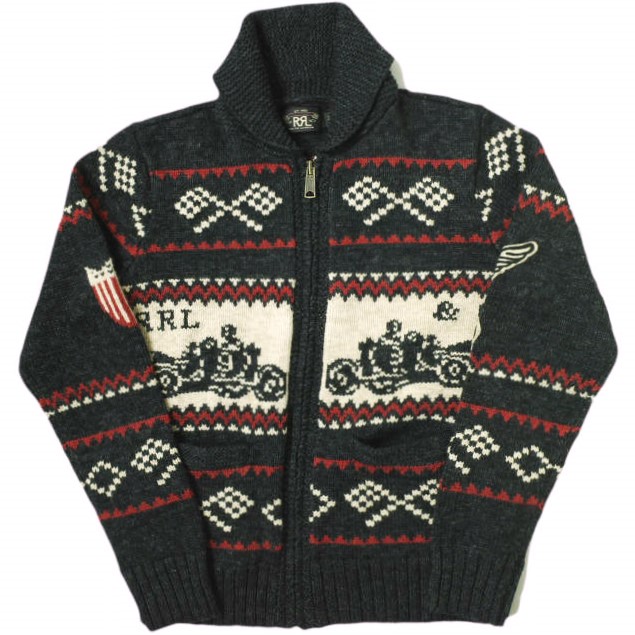 楽天市場】RRL ダブルアールエル Car Motif Cotton Wool Zip Cardigan