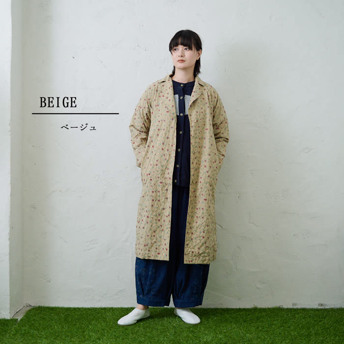 楽天市場】ミニフラワー総柄刺繍トレンチコート emago ナチュラル