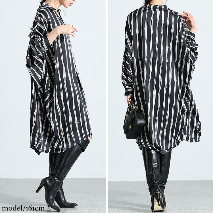 楽天市場】大きいサイズ レディース チュニック ストライプ柄ドルマン