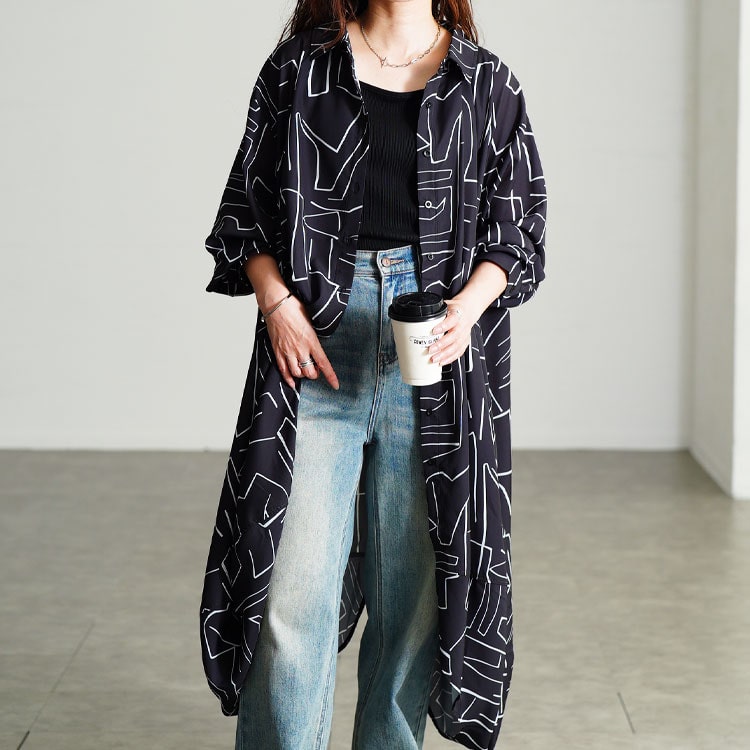 楽天市場】大きいサイズ レディース チュニック シャツ 幾何学柄サイド