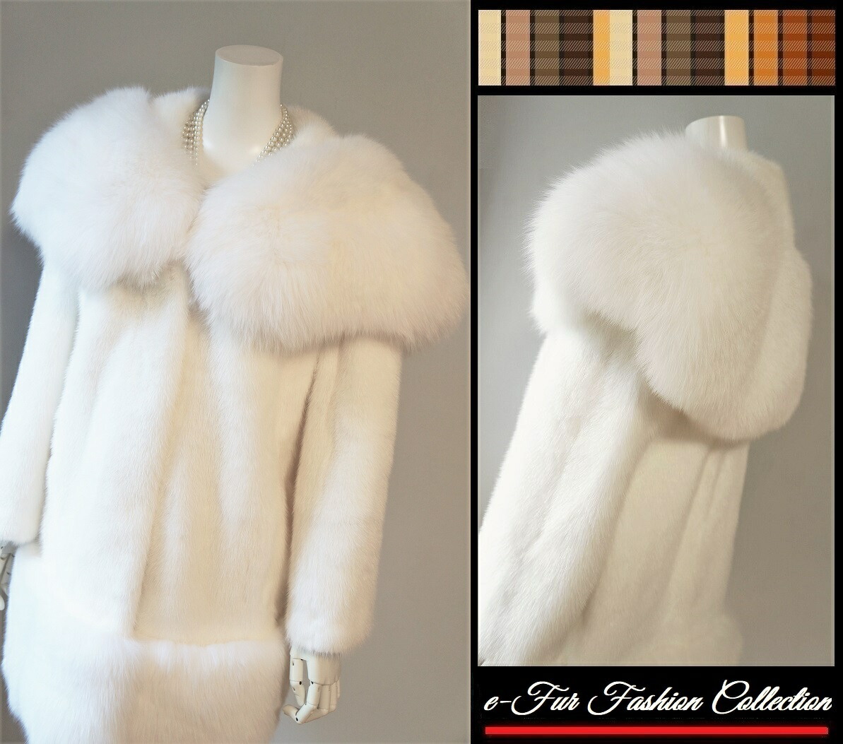 楽天市場】ホワイトフォックスファー×パールホワイトミンク白毛皮