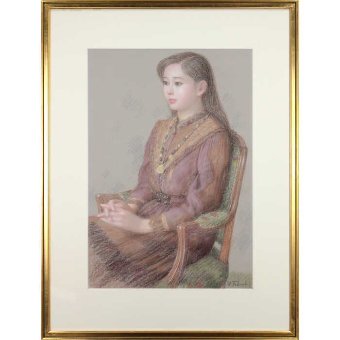 光り輝く笑顔の美しい女性の絵】油絵風の肖像画・人物画 女性の絵画