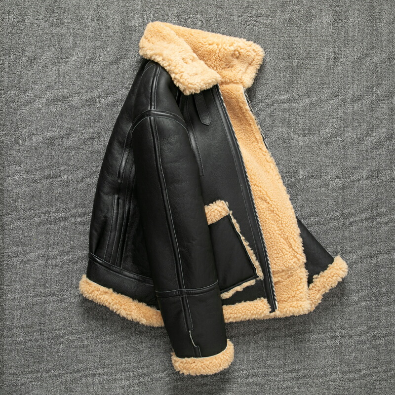 襟付き シングルライダース 美品 XL シープスキン 裏フリース