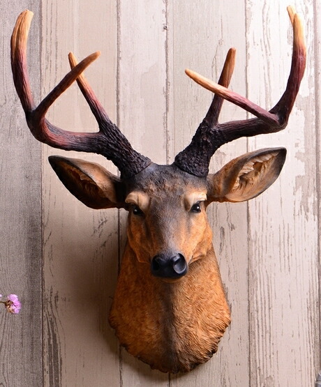 楽天市場】特大 超リアル 茶色 壁掛け 鹿 オブジェ 木製風 剥製