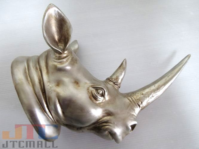 楽天市場】シルバーゴールド 壁掛け サイ オブジェ 剥製 インテリア