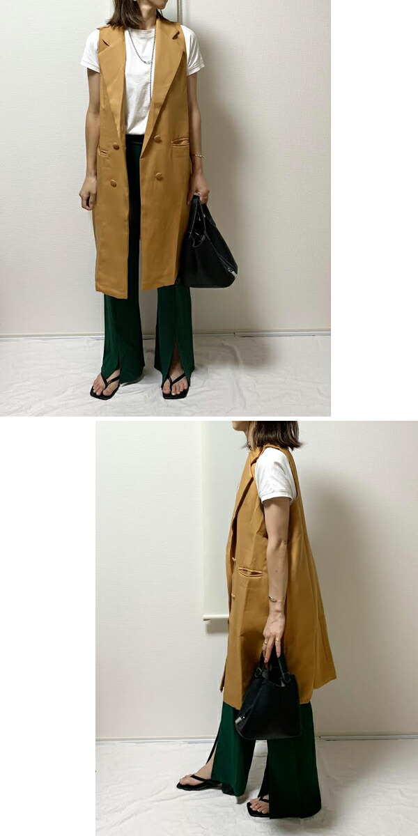 楽天市場】ジレ ベスト ロングジレ ロングベスト アウター ダブル