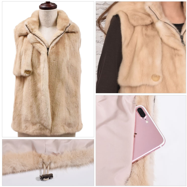 楽天市場】SAGA パロミノ ミンクベスト フード付 レディース 高級毛皮