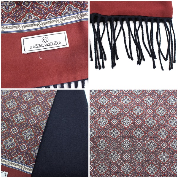 楽天市場】ミラショーン マフラー リバーシブル ネイビー 無地 ワイン