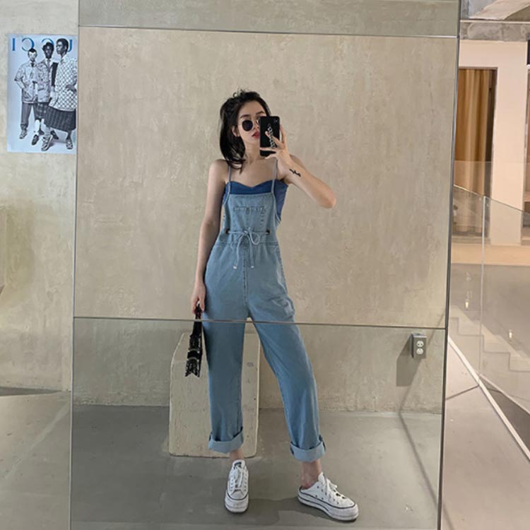 楽天市場】デニムサロペット サロペット ゆるデニムサロペット ワイド