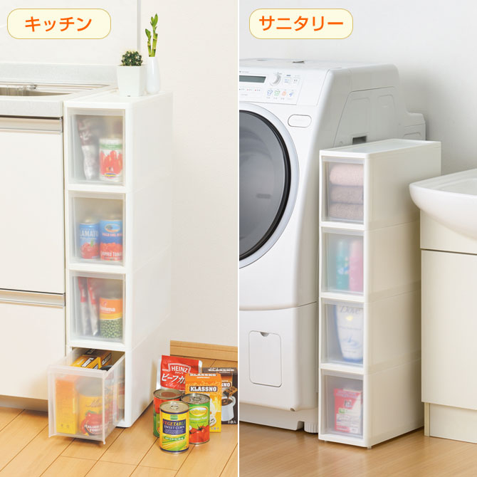 楽天市場】チェスト キッチン収納 スリムストッカー M4 ホワイト 幅