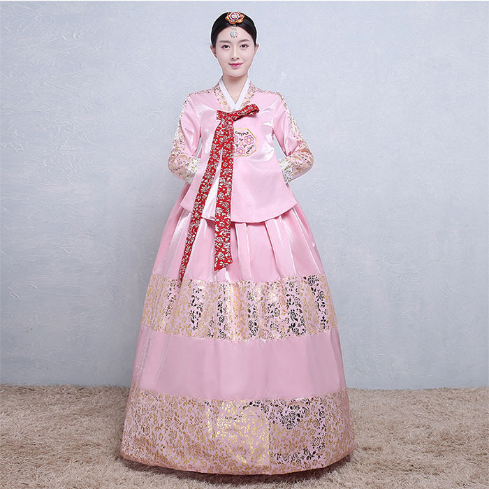 チマチョゴリ 淡いピンク色 総レース柄 韓服 チマチョゴリ 淡いピンク