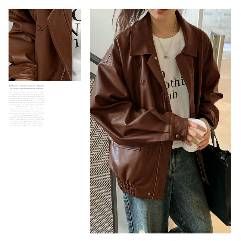 楽天市場】【一部予約】PUレザージャケット ブルゾン ビッグシルエット