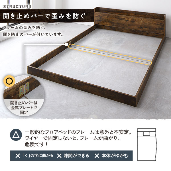 楽天市場】ローベッド ダブル ベッドフレームのみ マットレス別売り