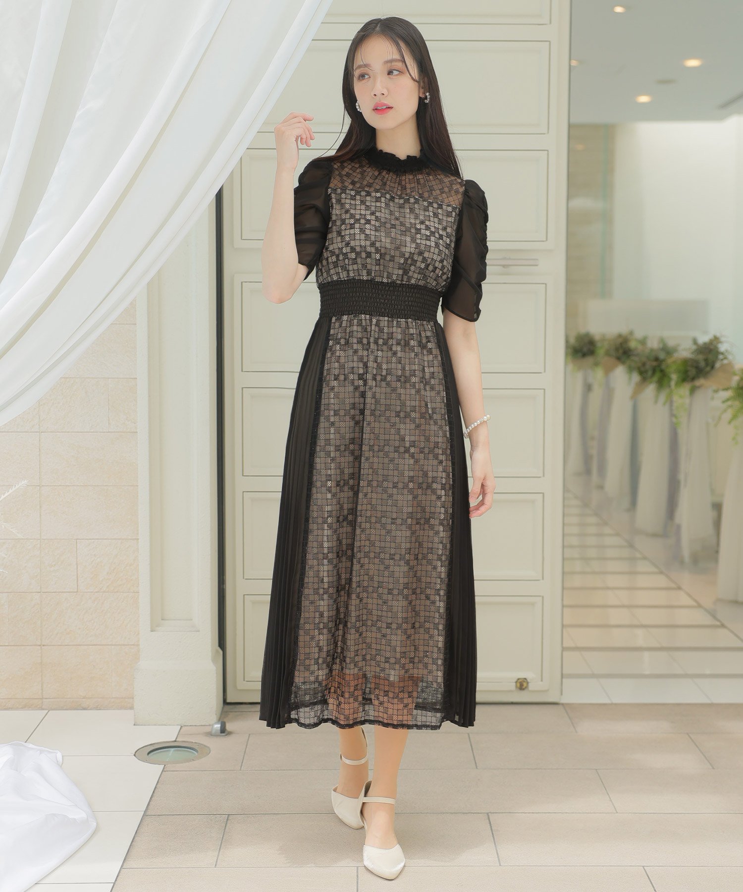 PourVous｜オーガンジーワンピース結婚式オケージョンドレス同窓会