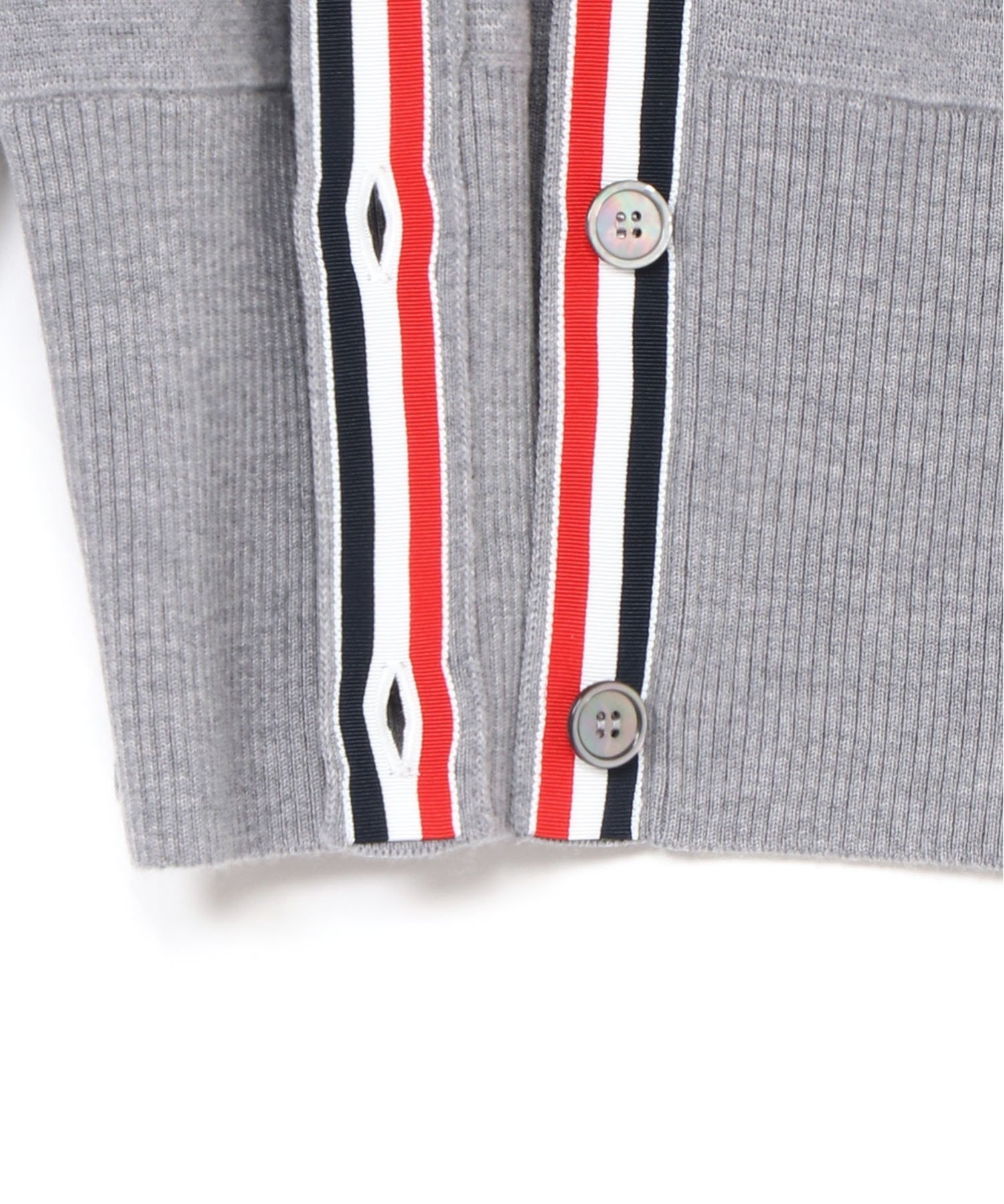 THOM BROWNE グレー Vネックカーディガン 1サイズ Thom Browne: グレー Vネックカーディガン | SSENSE 日本