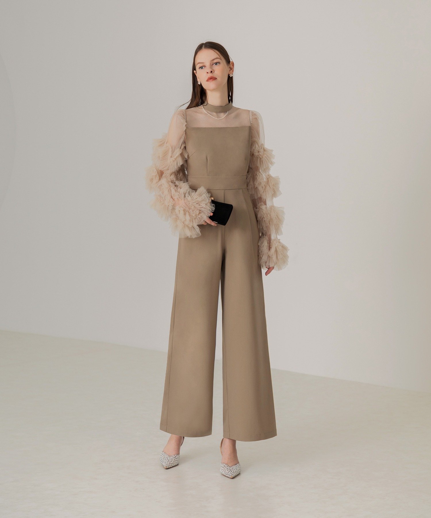 Leja｜LEJA-ボリュームチュールスリーブオールインワンパンツドレス