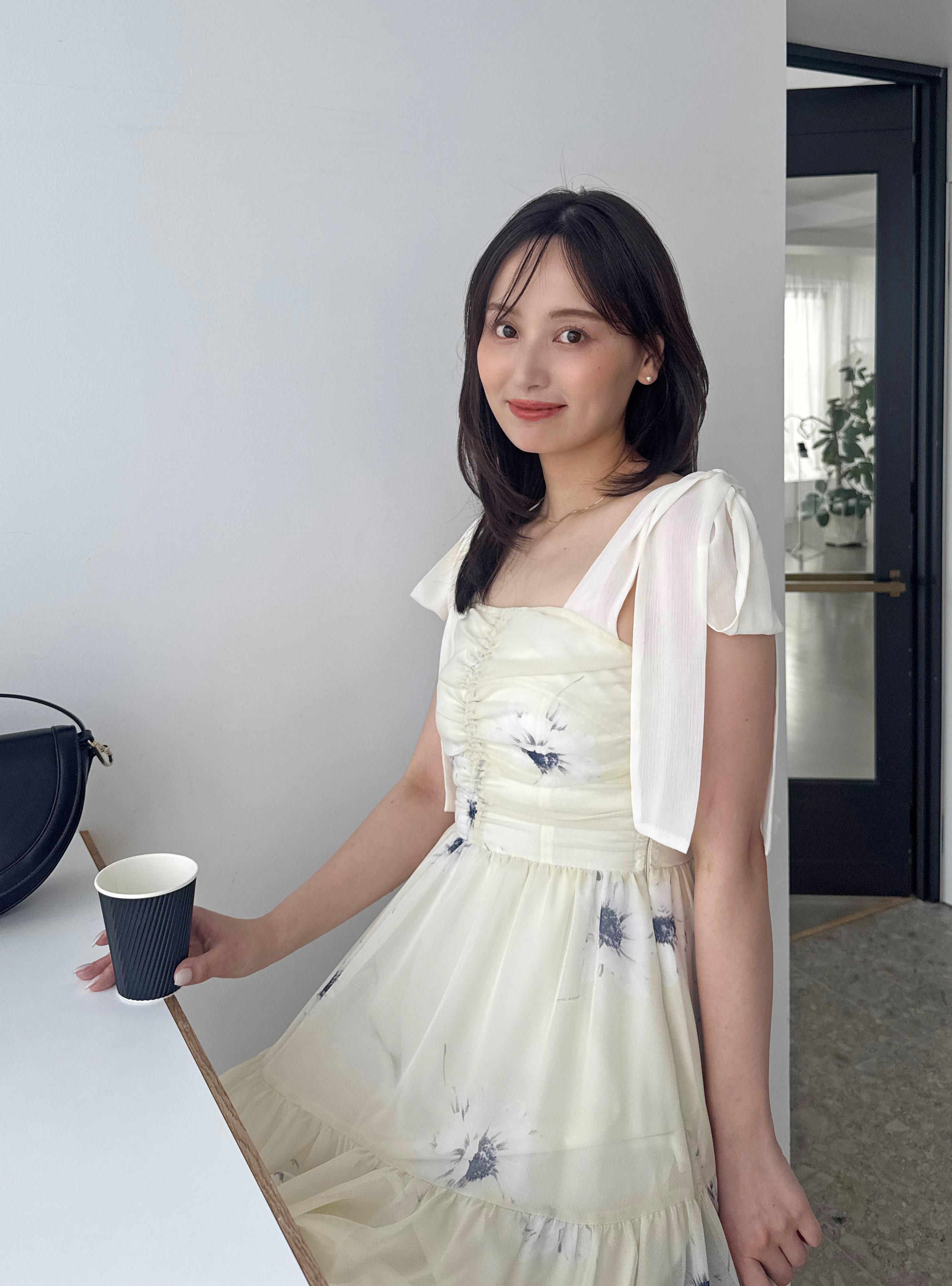 SNIDEL｜【FLOWER COLLECTION】プリントショルダーリボンワンピース