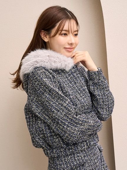 SNIDEL｜ファー付きツイードブルゾン | Rakuten Fashion(楽天