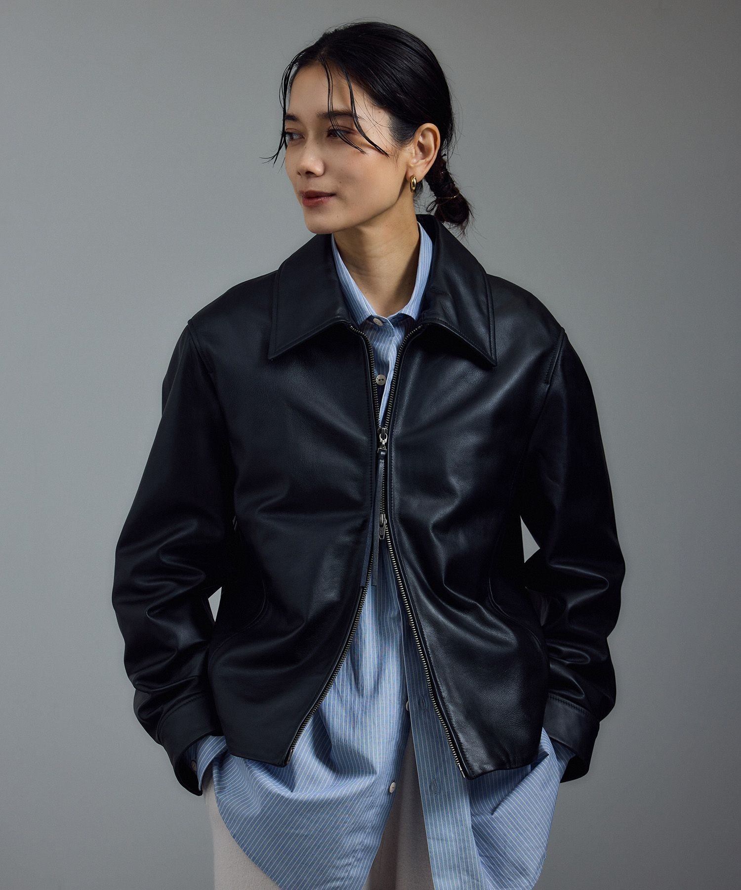 SALON adam et rope'｜ラムレザージップブルゾン | Rakuten Fashion