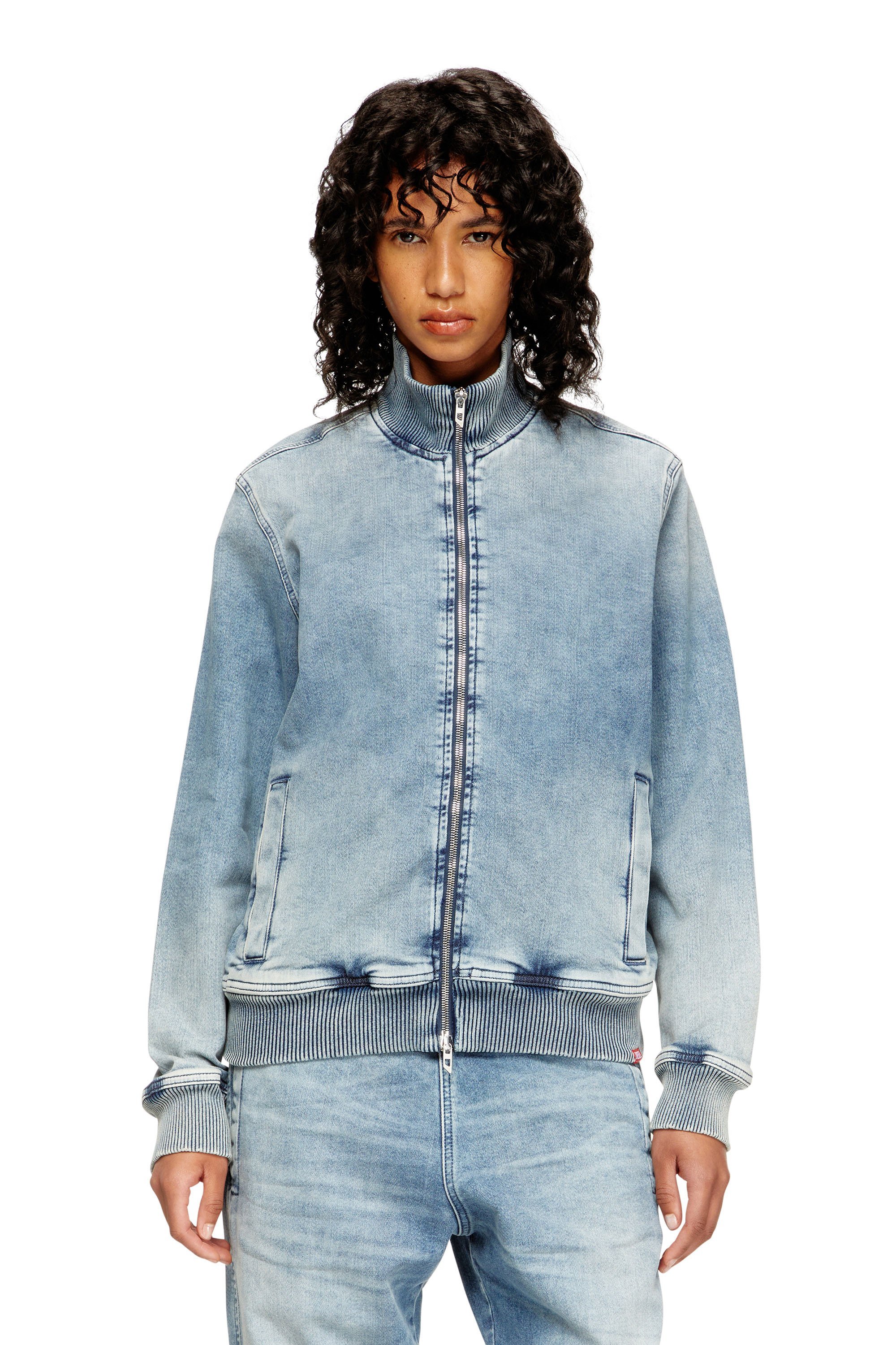 DIESEL｜メンズ ジップアップスウェット トラックデニム D-BUZYE-S