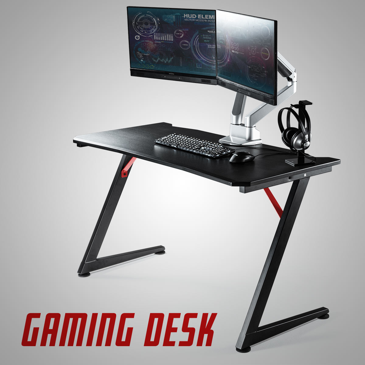 楽天市場】ゲーミングデスク 120cm幅 カーボン調天板 タップ収納