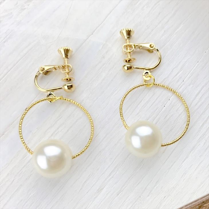 楽天市場】イヤリングパーツ 4個 2ペア ネジバネ ゴールド 15mm カン付