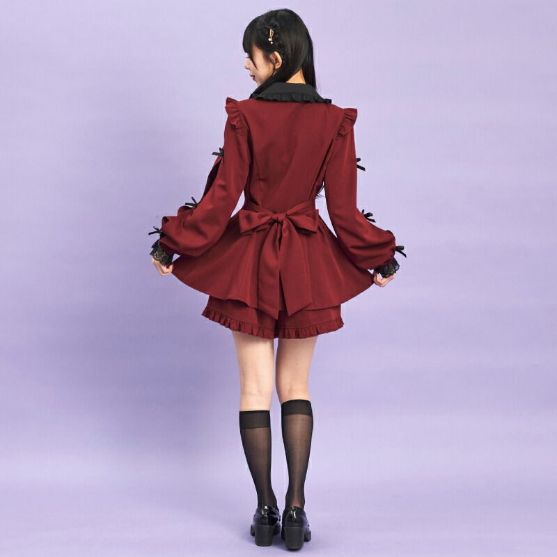 楽天市場】袖スリットレースフリルセットアップ8/30 12:00 ブラック再