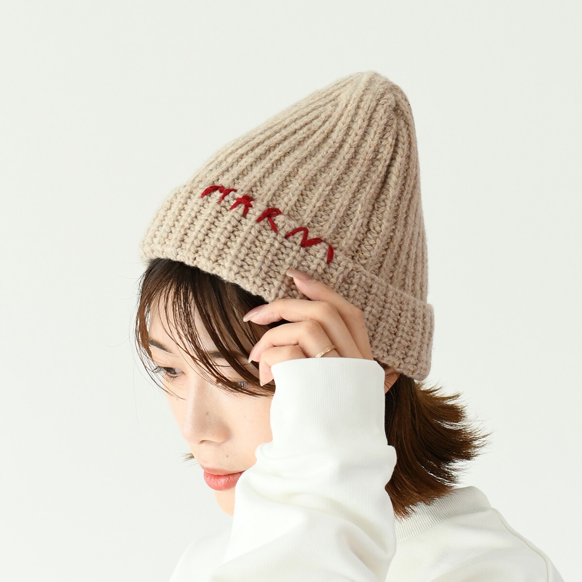 楽天市場】MARNI マルニ 帽子 ニット帽 ロゴ入り リブニットビーニー