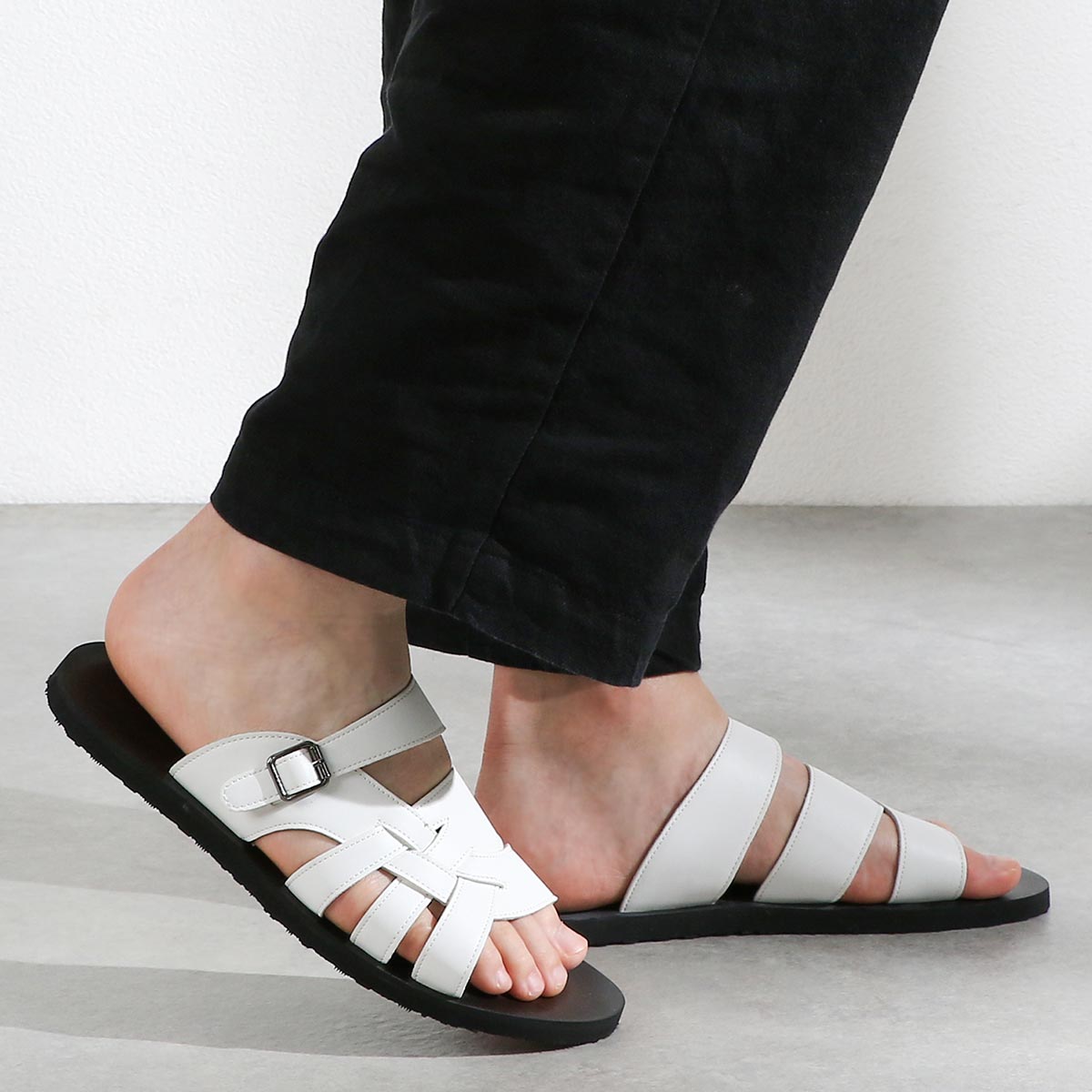 楽天市場】サンダル メンズ おしゃれ 革 レザー 黒 履きやすい クロス