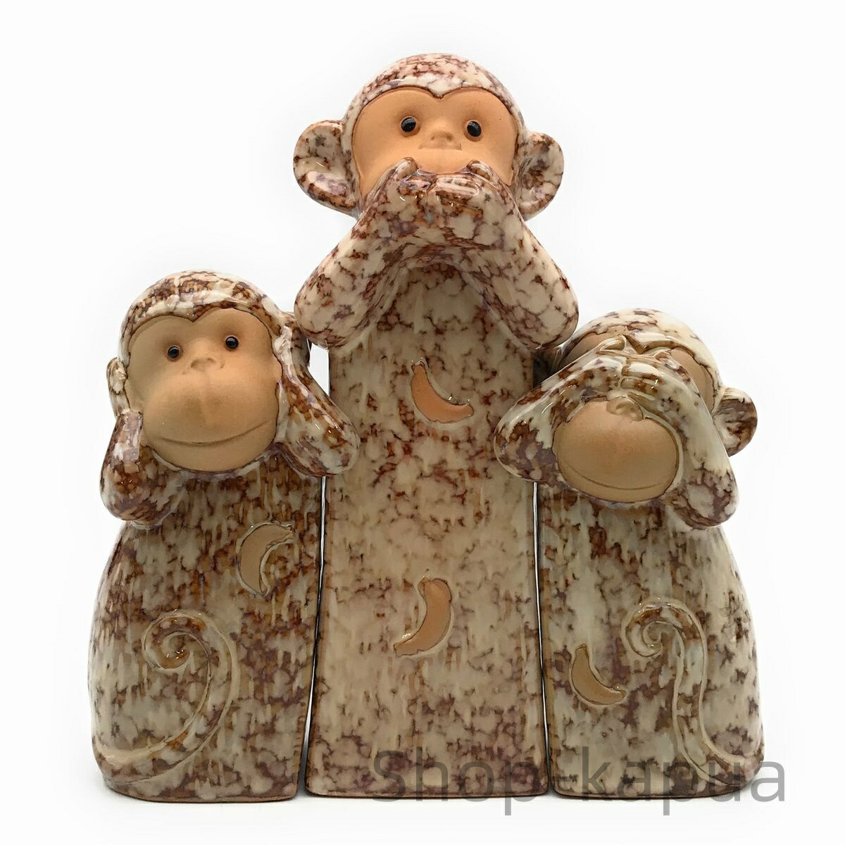 楽天市場】【送料無料】置物 猿 シック系 見ざる言わざる聞かざる 陶器