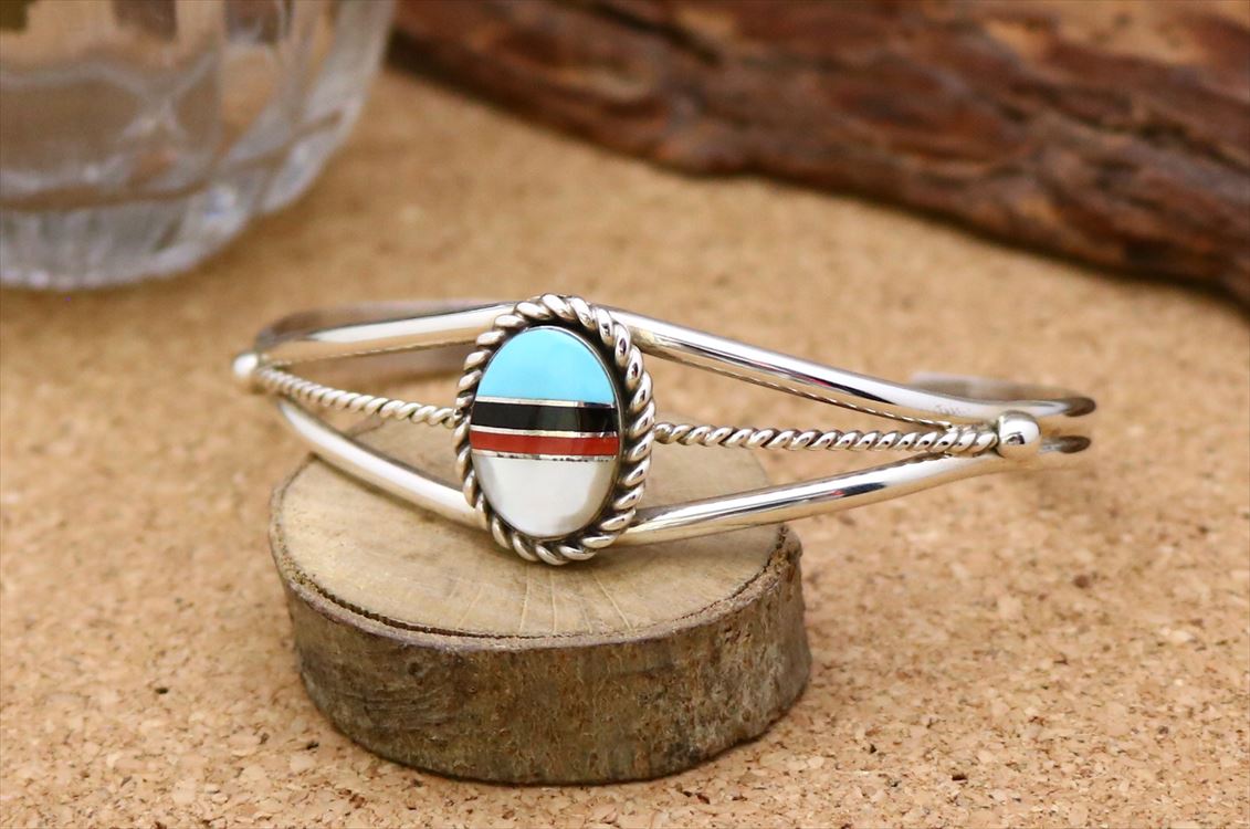 楽天市場】インディアンジュエリー ズニ族 オーバル型 インレイ