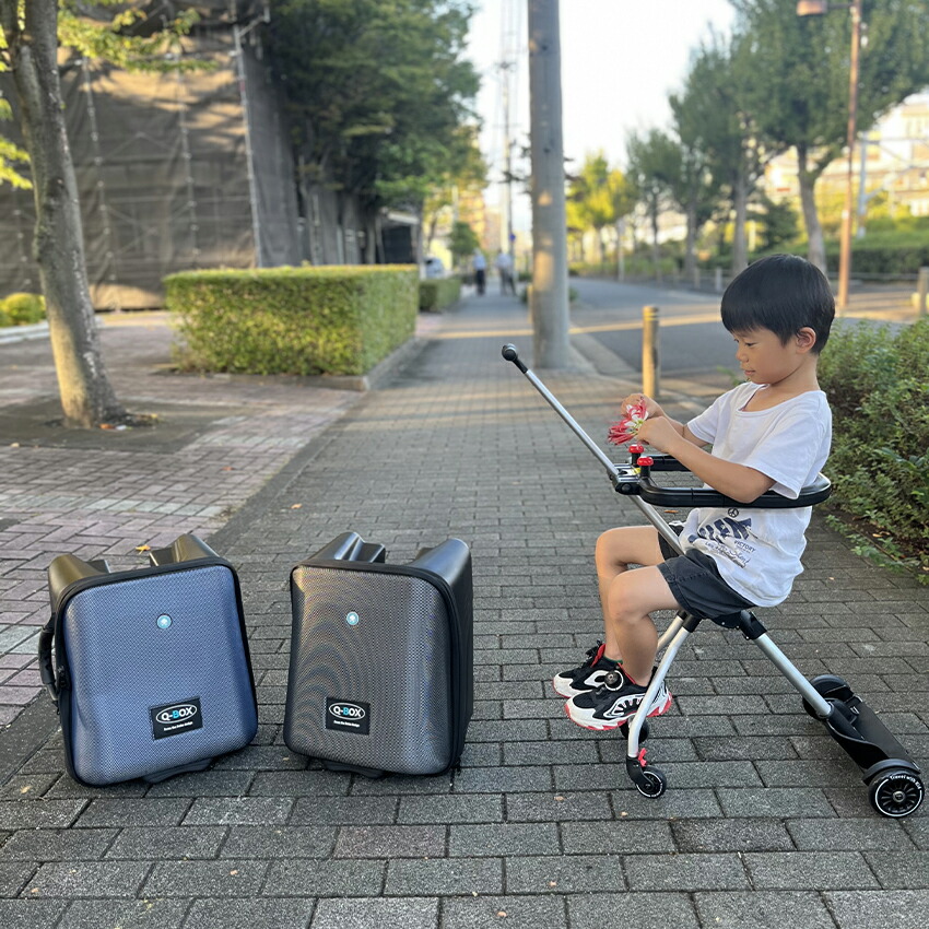子供が乗れるスーツケース キャリーカート ブルー QBOX-20 楽天市場