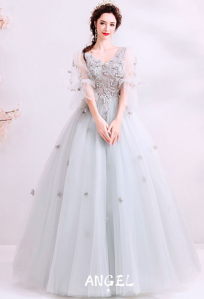 楽天市場】パーティードレス ロング カラードレス グレー 灰色 ロング