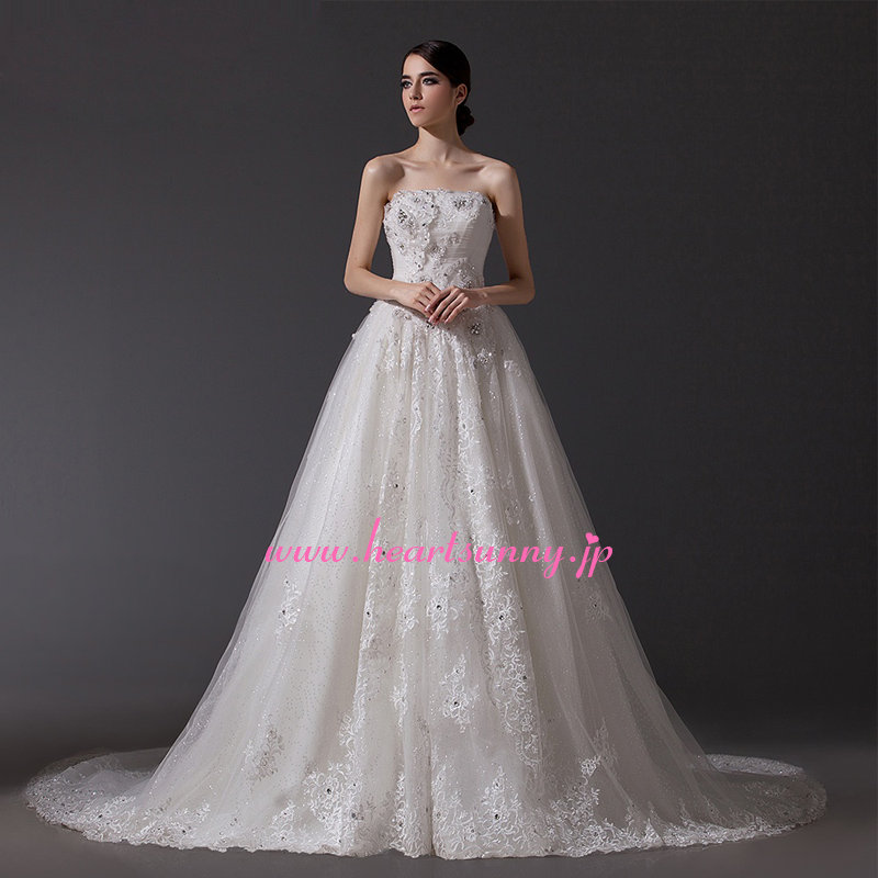 楽天市場】ウェディングドレス Aライン☆A077☆ビスチェ レース ビーズ