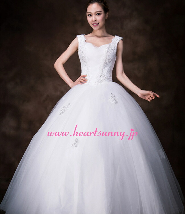 楽天市場】ウェディングドレス プリンセス☆E185☆ビーズ飾りハート