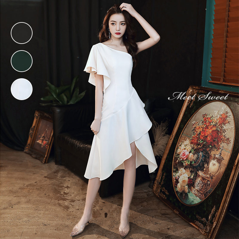 楽天市場】カラードレス ウェディングドレス ワンショルダー ホワイト