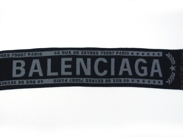 楽天市場】バレンシアガ フットボールスカーフ ロゴマフラー ブラック