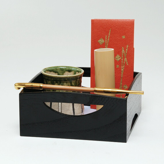 煙草盆 鶴 松蒔絵 茶道具 タバコ盆 アンティーク 煙草盆 鶴 松蒔絵