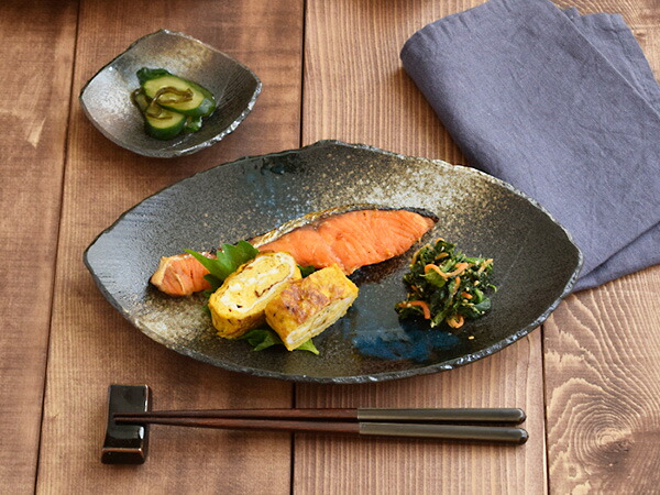 楽天市場】和食器 長皿 変形菱型 黒海 お皿 プレート サンマ皿 さんま