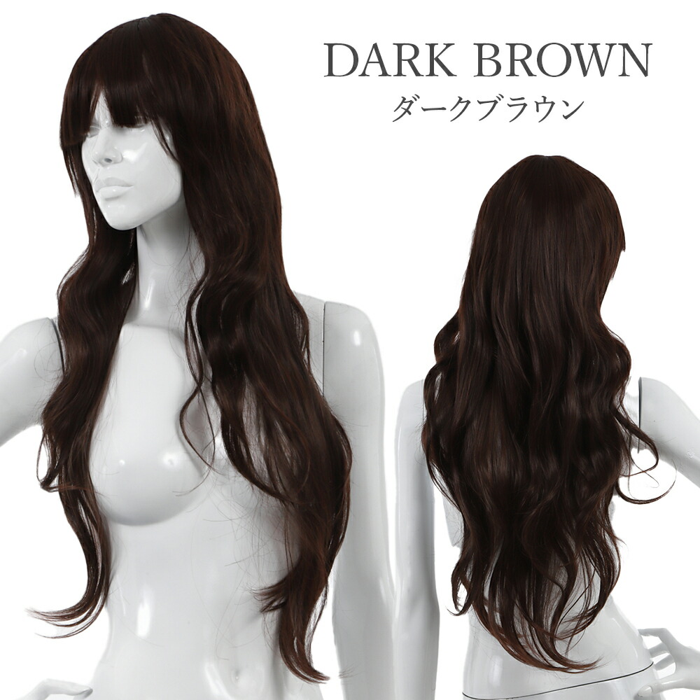 楽天市場】ウィッグ 前髪ぱっつん ロング ウェーブ フルウィッグ 黒髪