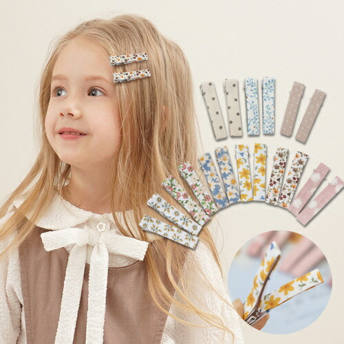 楽天市場】花柄ファブリックヘアクリップ同色2本|ヘアアクセサリー