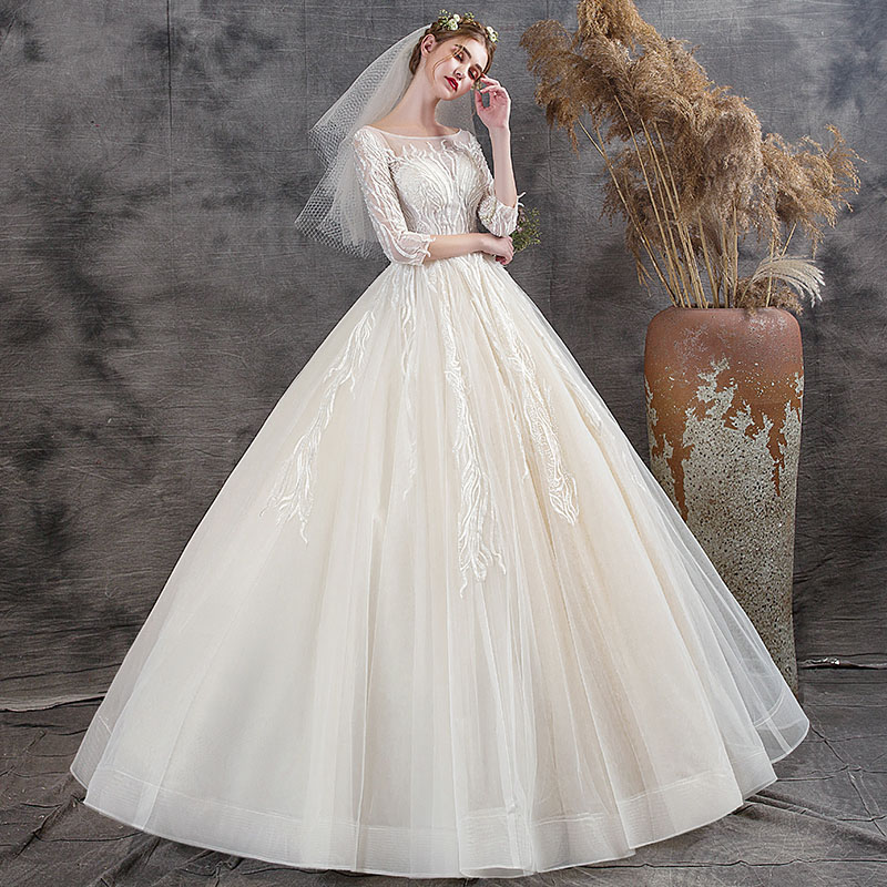 楽天市場】結婚式 花嫁 ウェディングドレス 七分袖 二次会 披露宴