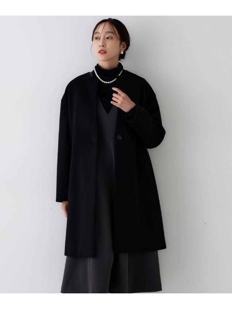 楽天市場】【ゆったり/軽やか】カシミヤ混ノーカラーコート UNTITLED